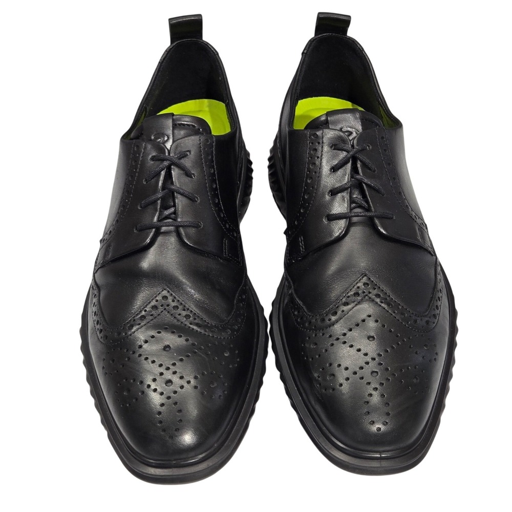 ECCO ST.1 Hybrid Wingtip Brogue Shoes Mens 9 EU 43 Black Leather Dress Sneaker